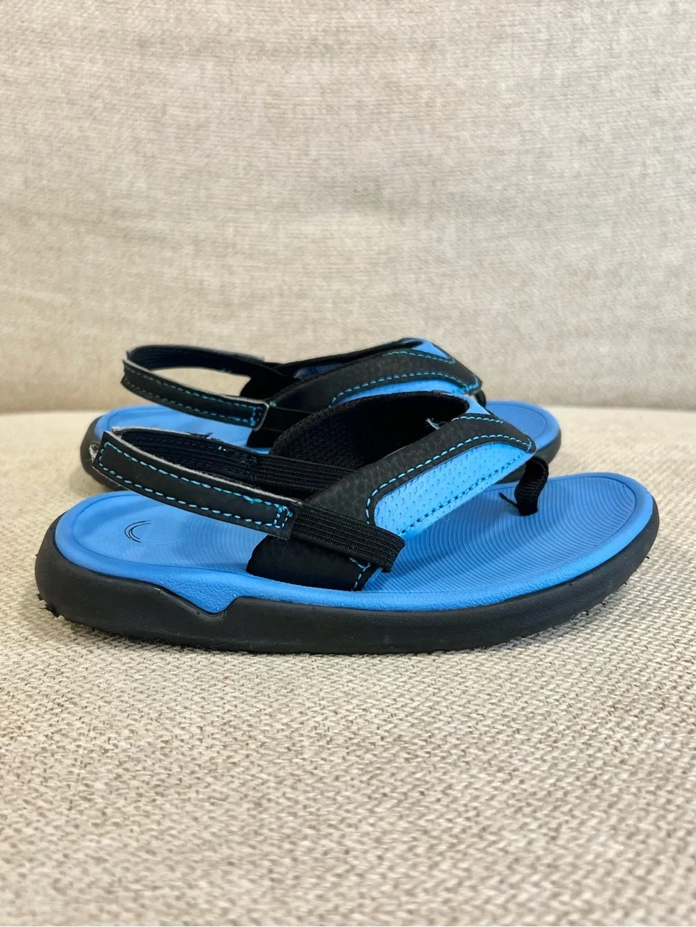 Wonder Nation Size 9/10 Toddler Blue Black Flip Flops EUC